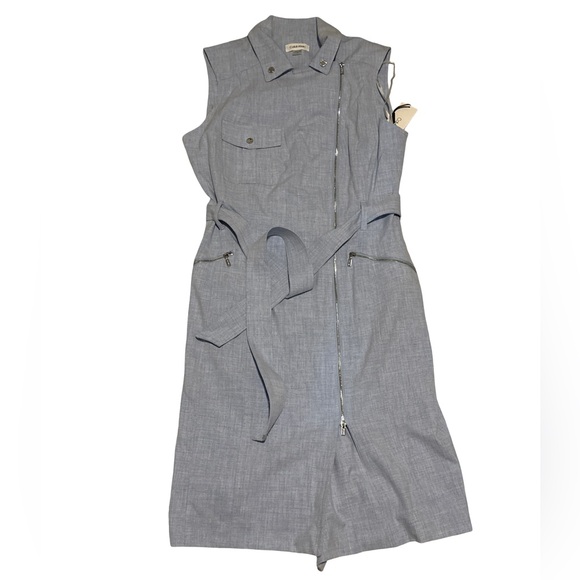 Calvin Klein Chambray Zip-Front Sleeveless Dress Size 10 NWT - Picture 3 of 5